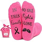 HAPPYPOP Women Fuzzy Socks Breast Cancer Inspirational Chemo Socks, Breast Cancer Chemo Patient End Of Chemo Cancer Survivor Gifts