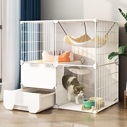 EGREX Cat Crates for Indoor Cats, Cat Cage Indoor Cat Enclosure, Cat Cage with Cat Litter Box Detachable Metal Small Animal Cage DIY Design Kitten Playpen (Size : 72 * 47 * 72cm)