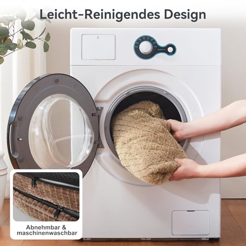 Pawk Orthopädisches Hundebett Grosse Hunde, 122x89cm, Vierseitiges Nackenrolle Hundebett Orthopädisch, Memory Foam hundebetten XXLWasserdicht rutschfest, Hundecouch mit Hohem Rand Outdoor, Brun