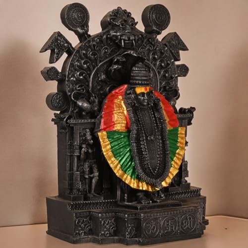 Image of KariGhar Resin Kolhapur Mahalaxmi Figurine Statue Idol Perfect for Car Dashboard, Home, House Warming, Festival Gift for Diwali Multicolor 4 Inch