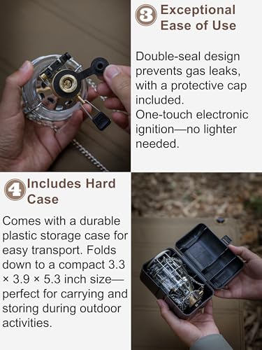 CAMPINGMOON Mini Gas Camping Lantern with Hanging Chain & Hard Case – 80W Equivalent Brightness, Adjustable Dial, Outdoor Portable Butane Lamp for Hiking, Backpacking, Emergency, Tent Lighting T-4 - image 4
