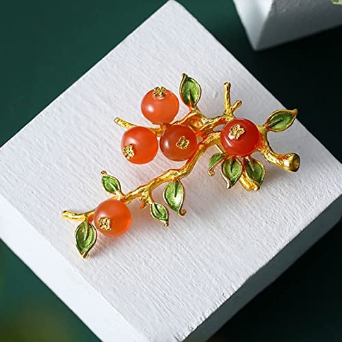 Damen-Brosche, Damenmode-Accessoires, Persimmon-förmige Brosche, Damen-High-End-Hochzeitsbankett-Party-Brosche, Schal-Knopf, Exquisite Broschen