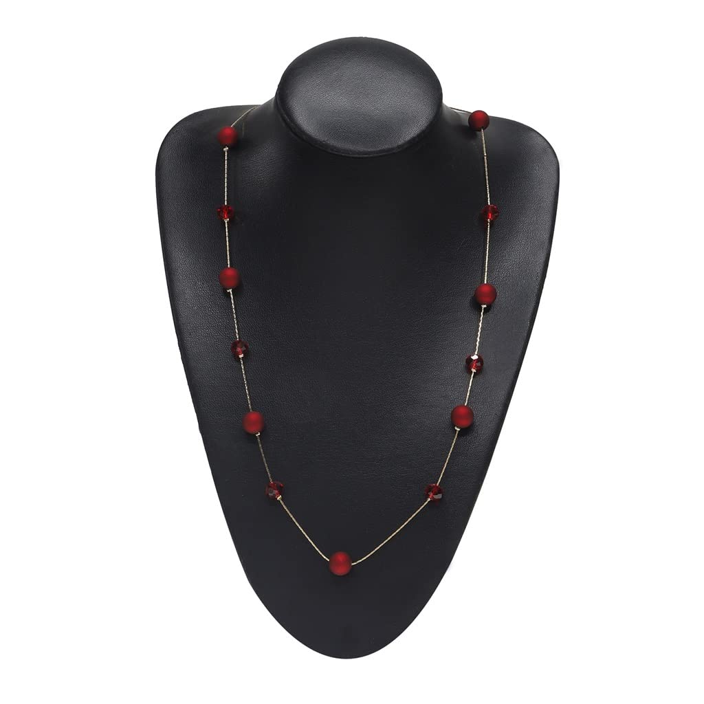 Pulloverkette Brillenkette Mehrzweck Gold Rot Kristall Mattperlen Brillenkette (D Talla ?nica)