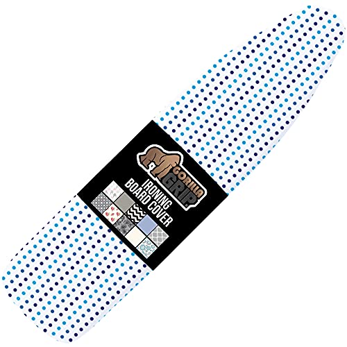 The Original Gorilla Grip Ironing Board Cover, Silicone Coating, Full Size Scorch Resistant Padding, Elastic Edge, Heavy Duty Iron Pad Covers Standard Boards, Hook And Loop Fastener Strap, Blue Dots #TOP16