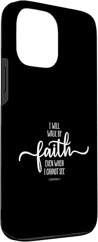Miniatura 63 de Funda para iPhone 12 Pro Max con texto en inglés "I Will Walk By Faith, God Jesus Christian Bible Inspiration
