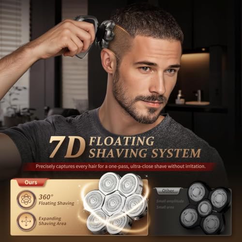 Image of Head Shavers for Bald Men, Professional 5-in-1 Electric Head Shaver Grooming Kit, 7D Floating Wet & Dry Electric Razor for Bald Heads with LED Smart Display & Type-C Charging for Hair /Face /Beard
