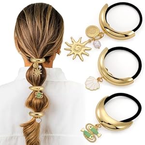 3PCS Gold Hair Ties, Metal Hair Tie...