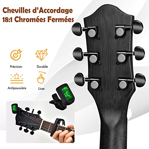GOPLUS Guitare Acoustique avec Chevilles de Réglage Entièrement Fermées, Guitare Folk avec Cordes Douces au Toucher… - Les Beatles, Paul McCartney, John Lennon, RIngo Starr, George Harrison GOPLUS Guitare Acoustique avec Chevilles de Réglage Entièrement Fermées, Guitare Folk avec Cordes Douces au Toucher… – Image 4