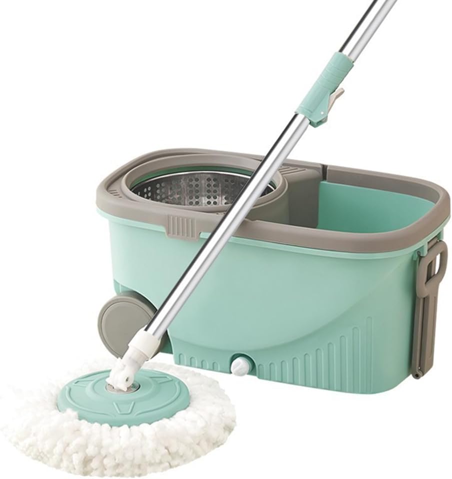 Spin Mop and Bucket Set,360° Foot Pedal Rotating Mops Spin Mop Bucket with Wringer System Extended Mop Handle Mop and Bucket for Floors Cleaning
