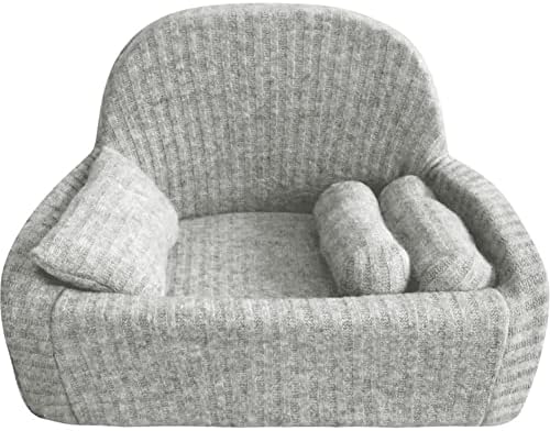 WINGOFFLY Newborn Photography Props Couch Professional Posing Figure Mini Sofa for Baby Photoshoot Props Studio Accessories, Grey