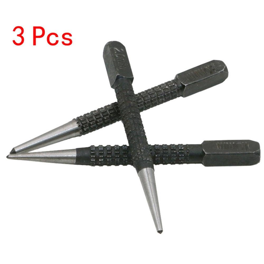 Ankörner Satz, 3 Stück Positionierstanzer Durchtreiber und Körner Set für Löcher Bohren, Abtrennen, Abschlagen (1.5mm-3mm)