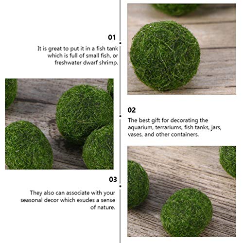 Happyyami 5Pcs Artificial Moss Rocks Marimo Moss Balls Green Moss Balls Decorative Aquarium Stones Ornament For Vase Filler Fairy Garden #TOP5