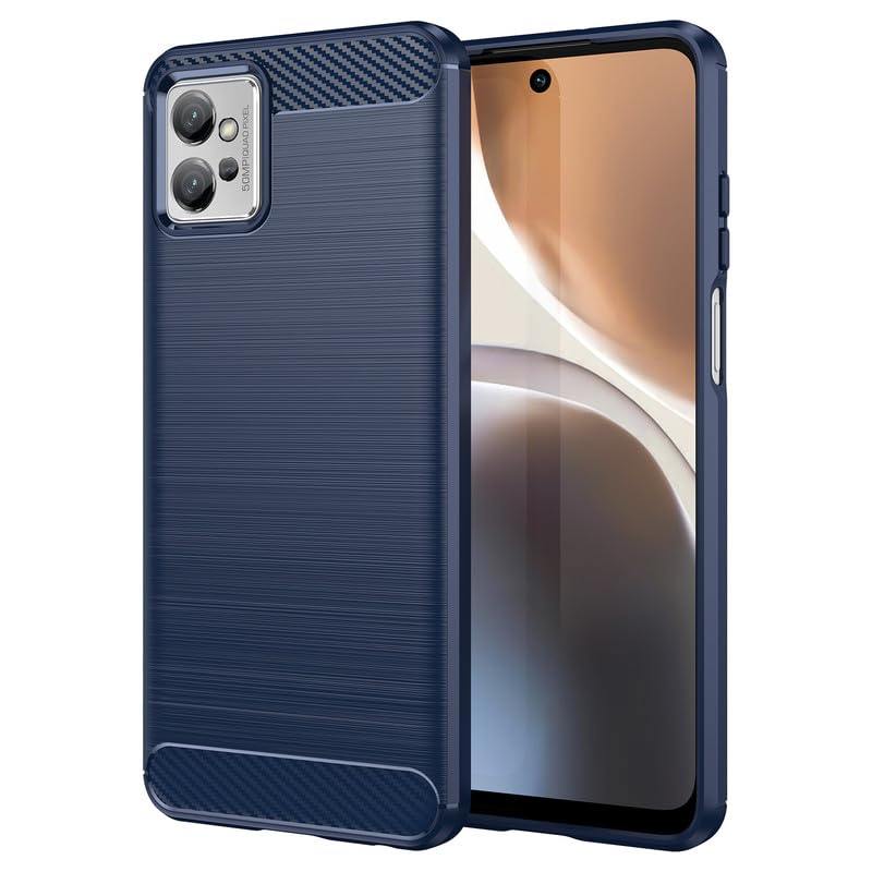 Image of Hybrid Carbon Fiber Back Case for Moto G32 (Blue)
