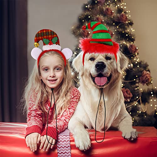 3 Stück Einstellbar Weihnachten Hund Stirnbänder Elfen Haarband, Lustige Haarreifen, Weihnachten Kostüme Zubehör für Hund Katze Haustier