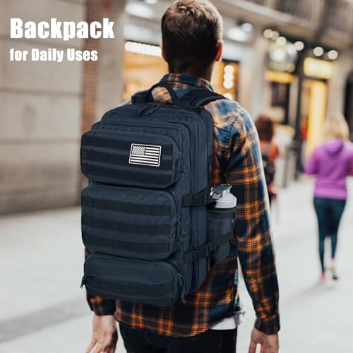 Image of Military Tactical Backpack 25L Day Backpack for Men Molle Army 3 Days Assault Pack Bug Out Bag Water Resistant and Heavy Duty Hiking Treeking Rucksack - Dark Blue