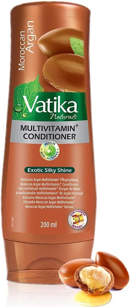 Vatika Naturals Multivitamin Enriched Argan Conditioner 200ml | The goodness of argan oil & soybean oil | Blended with vital multivitamins | For naturally soft, shiny hair, (Pack of 1)