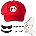 Produktbild Katara 1659 - Super Mario Set, Mütze + Schnurrbart + Handschuhe, Kostüm Verkleidung Fasching Karneval Halloween, Rot