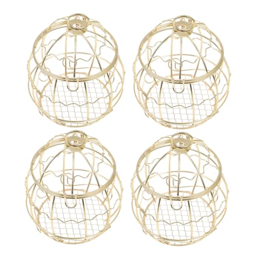 FONDOTIN 4個の金属製屋外バードフィーダー、野鳥 ャー、カーディナルバード用吊り下げフィーダー、防風ガーデンフィーダー、簡単に吊り下げられるデザイン。