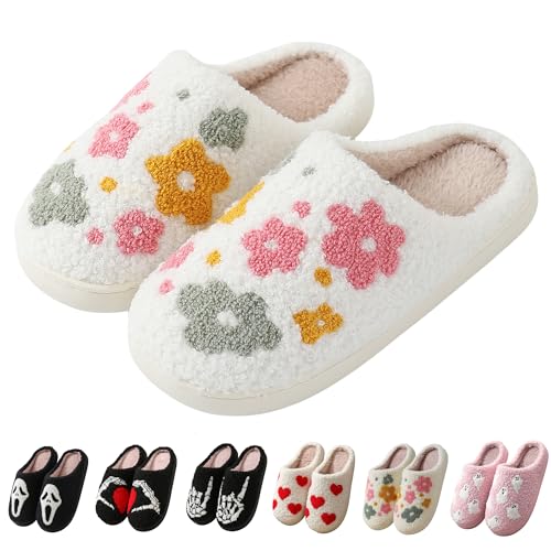Image of Comfy Elastic Slippers for Women Men,Memory Foam Soft Plush House Slippers | halloween & christmas Fuzzy Slippers, Holiday Retro House Shoes, Indoor & Outdoor,Warm Winter Footwear