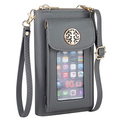 Heaye Crossbody Cell Phone Purse for Women Wristlet Wallet with Card Slots RFID (Grey)