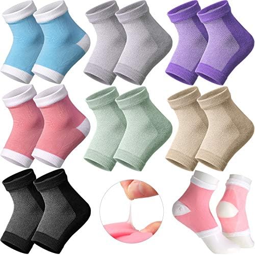 JaGely 7 Pairs Heel Moisturizing Socks Toeless Moisturize Socks Spa Gel Heel Socks Cracked Gel Heel Sleep Socks for Women Men Repair Dry Rough Cracked Heels