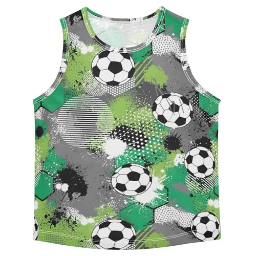 J JOYSAY Soccer Doodle Green Boys Tank Top Sleeveless Muscle Shirts Quick Dry Workout Active Sport Kids T-Shirts 3-15T