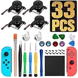 kit de Reparacion Joycon para Nintendo Switch, 4 Joycon Joystick Reemplazo, 3D Joystick analógico Thumb Sticks Sensor Caps...