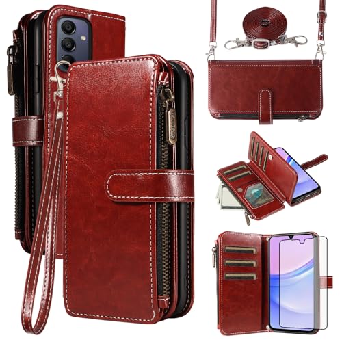 Coque Samsung Galaxy A15 protégeant l'écran avec étui portefeuille pour éviter les chutes
