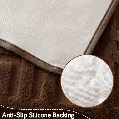 Image of HOKIPO 'Velvet Maze' Premium Sofa Backrest Cover Mat 55x80 cm with Anti-Slip Backing | 1 Pc - Dark Brown (AR-6279-DBR)