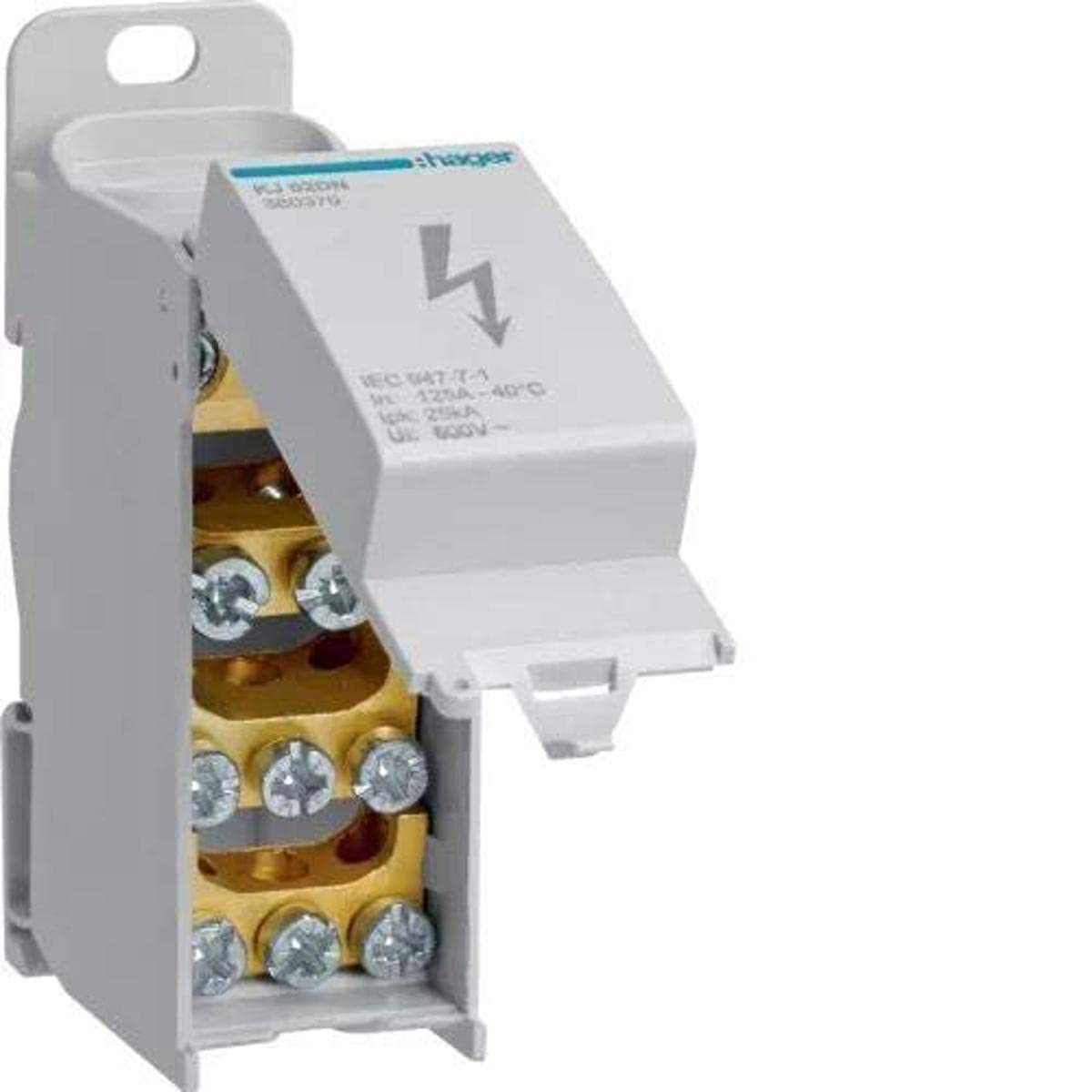 Hager kj02dn – Bloc jonction 1 polo 125 A 2 x 35 + 2 x 16/6 x 10 mm2