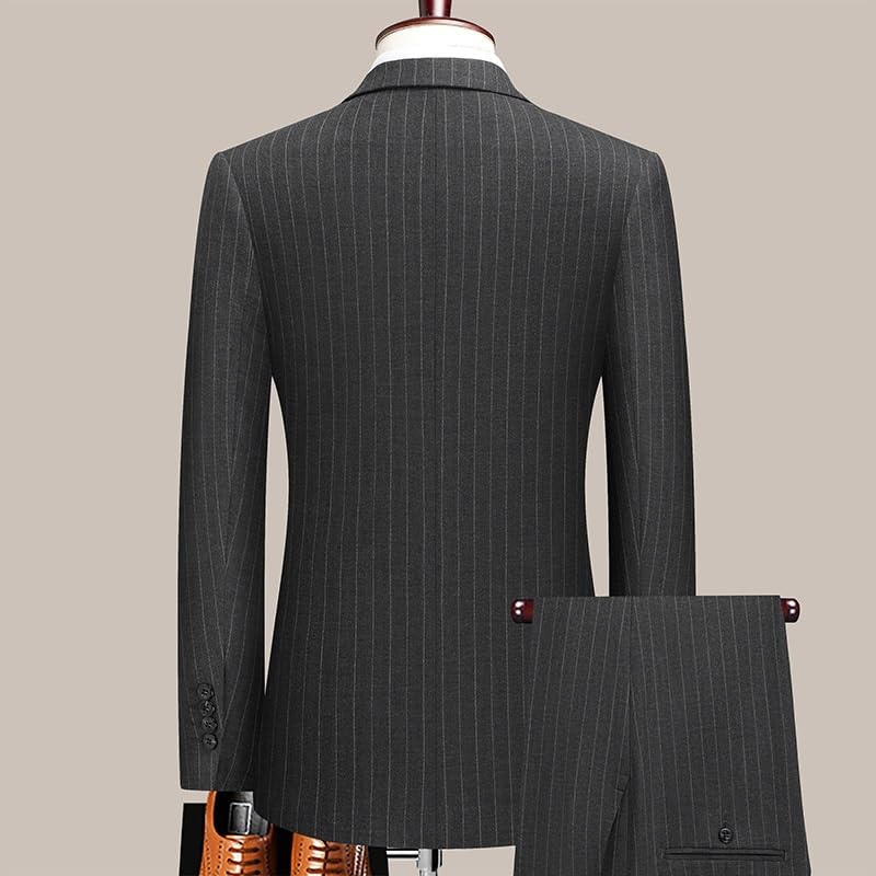 Mens 2 Piece Pinstripe Suit Slim Fit Double Breasted Suits for Men V Neck Tuxedo Suits for Dinner Party4