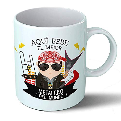 Planetacase - Taza Metalero - Regalo Original - Cerámica Alta Resistencia 330 mL - Apta Microondas y Lavavajillas - Ideal Música y Músicos, Metalero