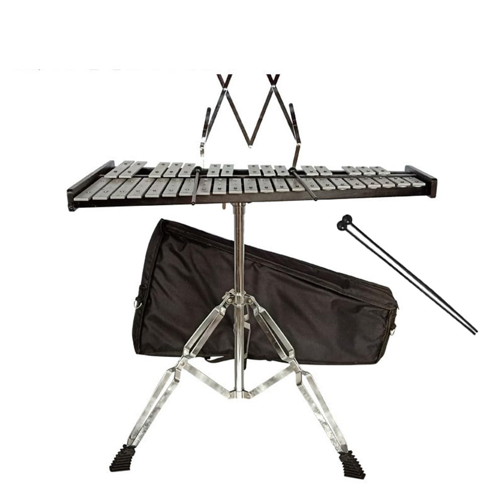 Xilófono Glockenspiel de 37 Notas con Marco de Madera, Barras de Aluminio, Instrumento Musical de percusión Educativo con Soporte Ajustable, mazos y Bolsa de Transporte.