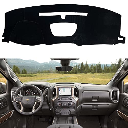 Rifoda Dash Board Cover Fit For 2019 2020 2021 Chevrolet Chevy Silverado 1500 2500 3500, Gmc Sierra 1500 Dashboard Cover Mat Non-Slip Pad Carpet Sunshield Protector (Black Edge) #TOP27