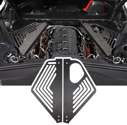 Image of TOYCIDFG Engine Bay Panel Cover, Left Right Splash Shield Oxidation Case Guard Compatible with C8 Corvette 2020-2024 Auto Aluminium Interior Body Part Accessories (Carbon Fiber - Bright Surface)