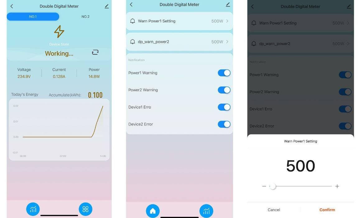 Contatore di energia WiFi con doppio interruttore, Tuya Smart Life