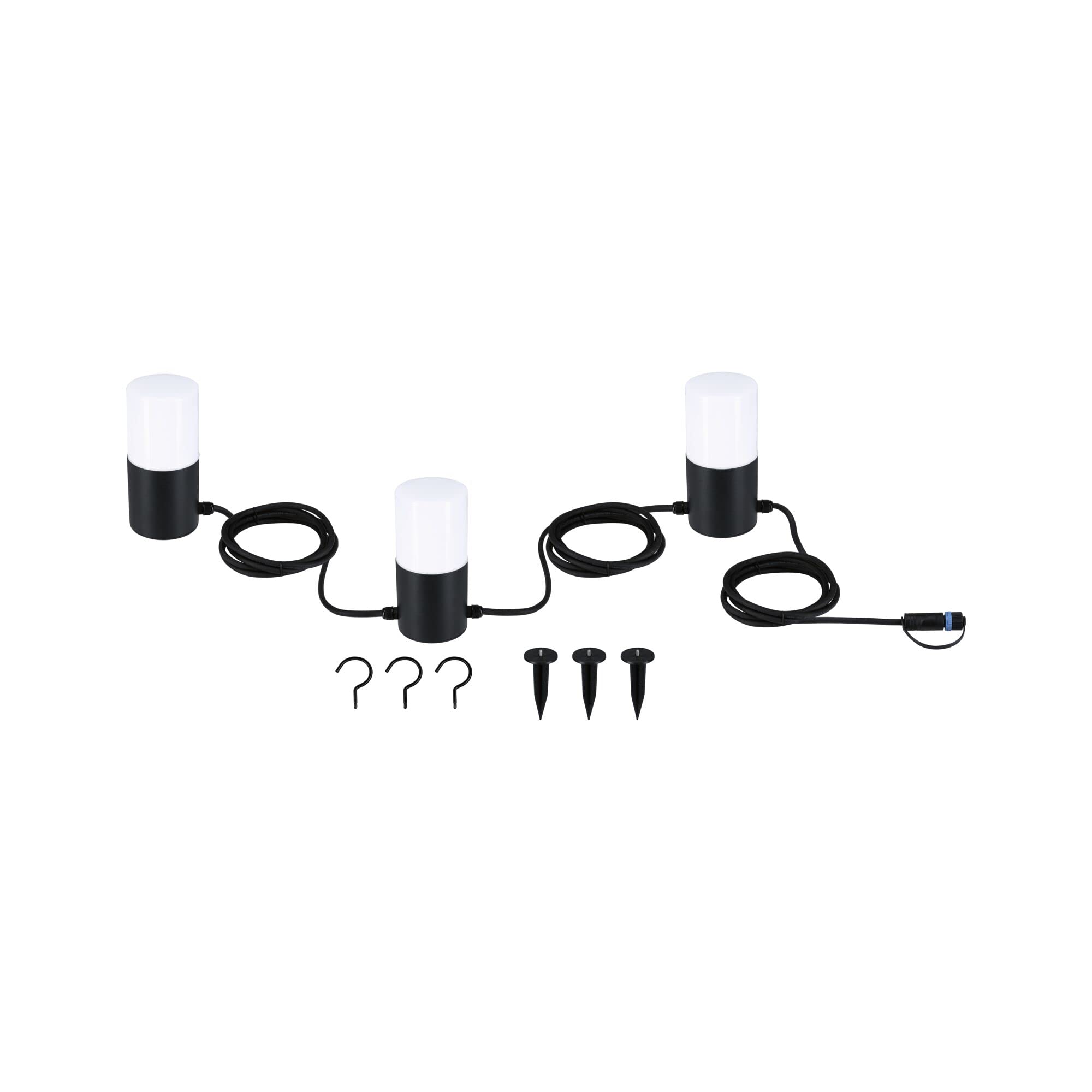 Paulmann 94761 Plug & Shine LED łańcuch świetlny Tubs IP44 3x2W 3x160lm możliwość ściemniania antracyt aluminium 3000K E14 z wymienną żarówką