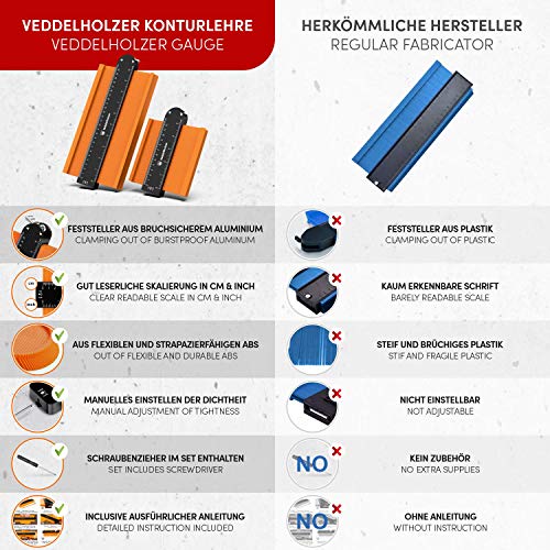 Veddelholzer Konturenlehre mit Feststeller 25 cm und 12 cm