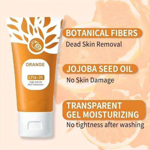 Image of Orange Enzymes Exfoliating Gel for Face & Body | Deep Cleansing Moisturizing Facial Exfoliator | Dead Skin Remover | Brightening & Pore Cleansing Scrub for All Skin Types Vitamin C (PACK OF 1, 100ml)