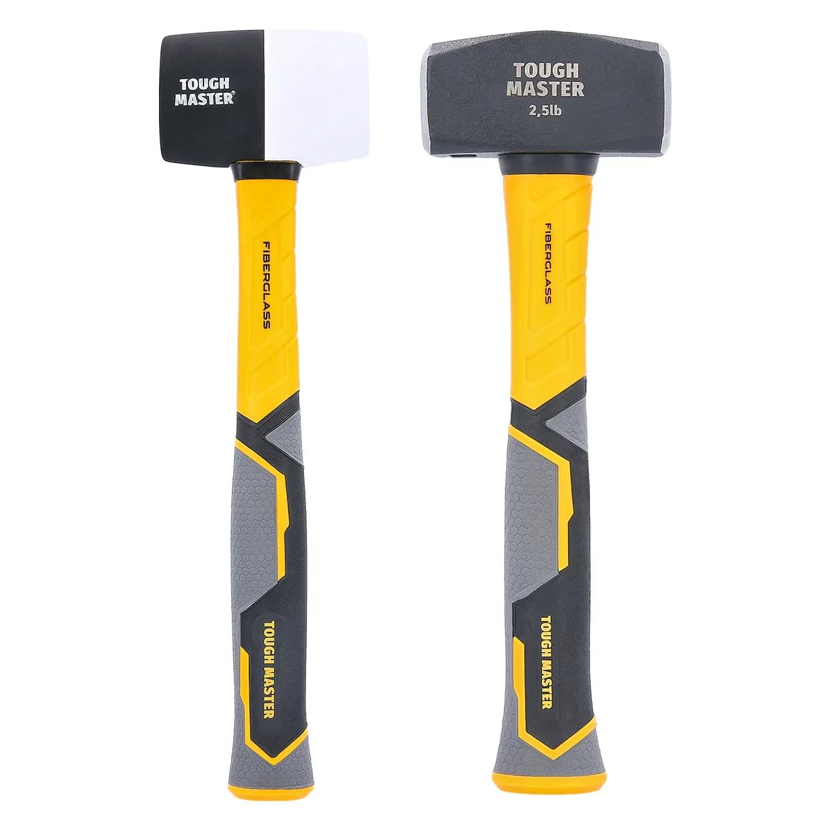 Tough Master 2-Piece Hammer Kit  Club Hammer 2.5Lb Rubber Mallet 16Oz Durable Quality With Fibreglass Handles from B&Q