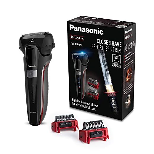 Panasonic ES-LL41-K503 Afeitadora, Recortadora y Perfilador Todo en Uno, Wet&Dry, 3 Cuchillas, Accesorio TRIMMER, Modo Turbo, Indicadores LED, Motor Lineal 13.000 Oscilaciones, Color Negro y Rojo