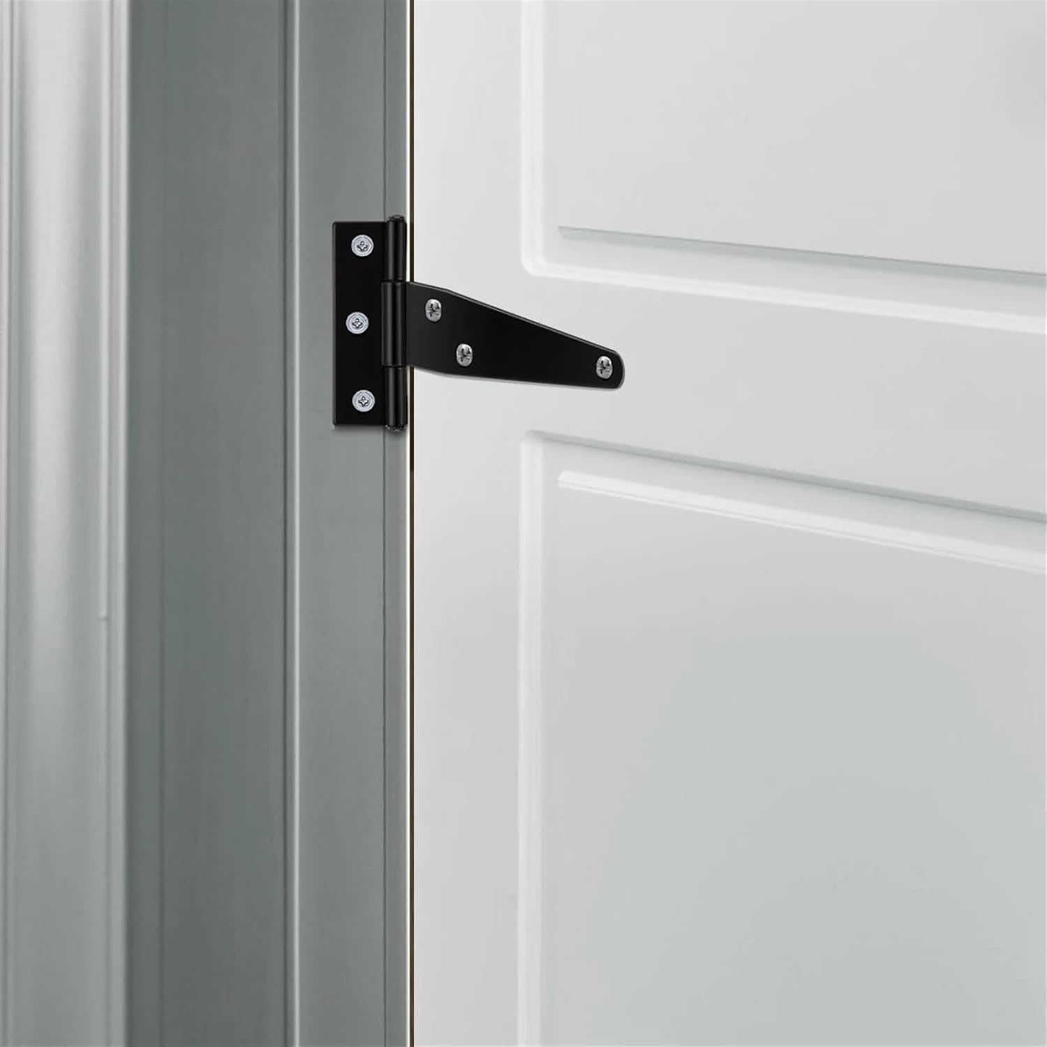 Ball Bearing Door Hinges Heavy Duty Hinges 6pcs 4 Inch Black T Shape Iron Light Galvanized Process Duty Shed Hinge Gate Strap Hinge Door Hinges