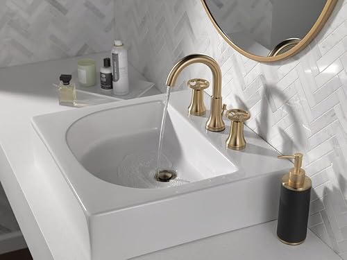 Miniatura 2 de Delta Faucet Trinsic - Grifo de baño de 3 agujeros, grifo de baño dorado, tecnología de sello de diamante, ensamblaje de drenaje de metal, bronce