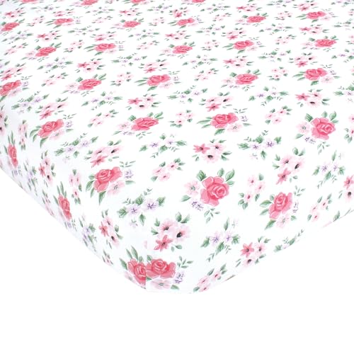 Image of Hudson Baby Unisex Baby Cotton Fitted Crib Sheet, Vintage Floral, One Size