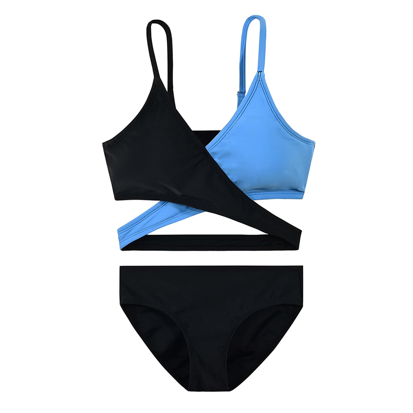 karrack Teen Girls' Swimsuits Two-Piece V-Neck Bikini Adjustable Shoulder Straps Swimsuit Kids Bikini Set