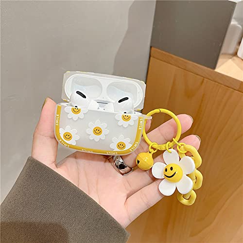 Phoeacc Compatible With Airpods 3Rd Generation Case Smiley Face Daisy Flower Floral Cute Airpod Gen 3 Case With Keychain Clear Silicone Shockproof Protective Cover For Girls Women (Daisy Yellow) #TOP3