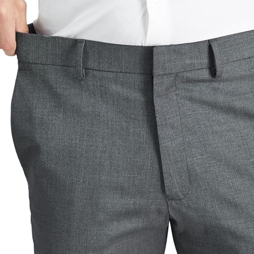 Kenneth Cole REACTION mens Slim Fit Flat Front Stretch Urban Heather Dress Pants, Medium Grey, 31W x 30L US4