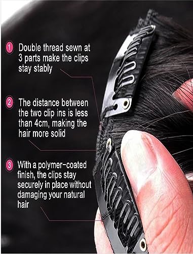 Image of SkyHair 100% Remy Human Hair Extensions - 6-Piece Set with 13 Clips for Instant Volume & Length - Soft, Tangle-Free, Reusable Clip-In Hair - 20 Inches, Natural Black