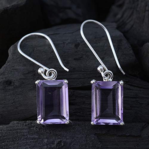 Boucle d'oreille améthyste violette et argent sterling 925 haut de gamme - 2
