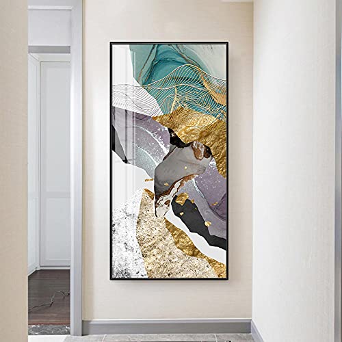 Peinture affiches art mural abstrait couleur fluide toile dorée grand format